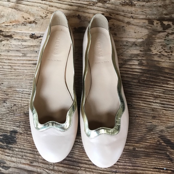 J. Crew Shoes - NEW J. Crew gold scalloped ballet flats size 7
